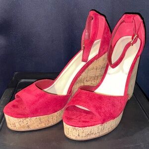 BRAND NEW RedTop Red Suede Platform Wedge Sandals
